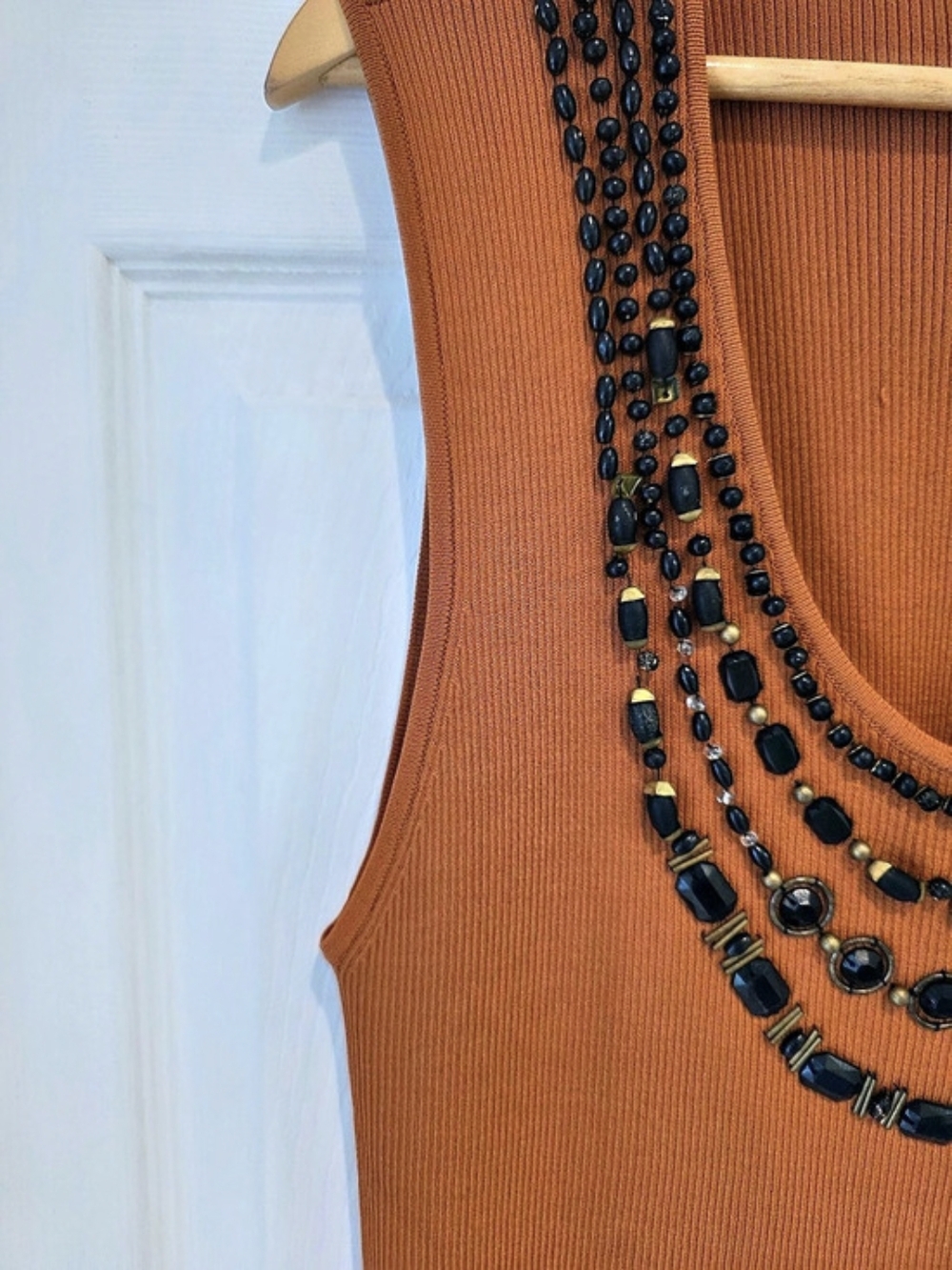 Ruby Rd. Woman Beaded Tank Top Rust Orange Ribbed Sleeveless Plus 2X - Picture 6 of 11
